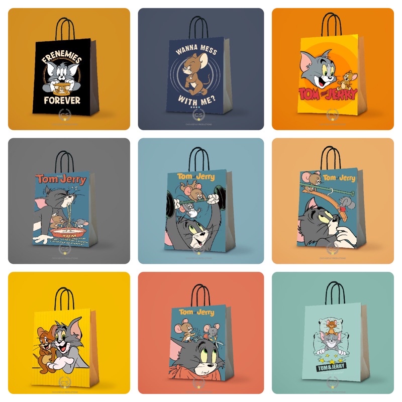 

Paperbag Tas kado Motif Tom and Jerry Cartoon Goodie Bag Hampers Ulang Tahun Anak Paper Bag Custom Tad Kertas Souvenir Anak