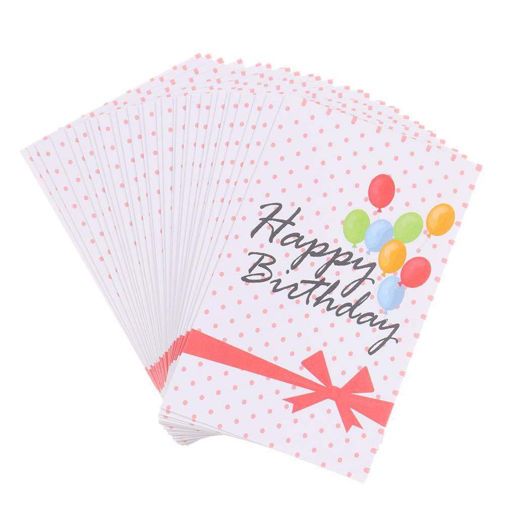 Preva 30PCS Kartu Happy Birthday 9x5.4cm Dekorasi Pesta Undangan Cardstock Kartun Hewan