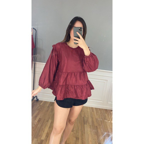 Weijia Fashion Baju Atasan Lengan Panjang Kekinian /Annaya Blouse / Blus / Busana Santai Cewek