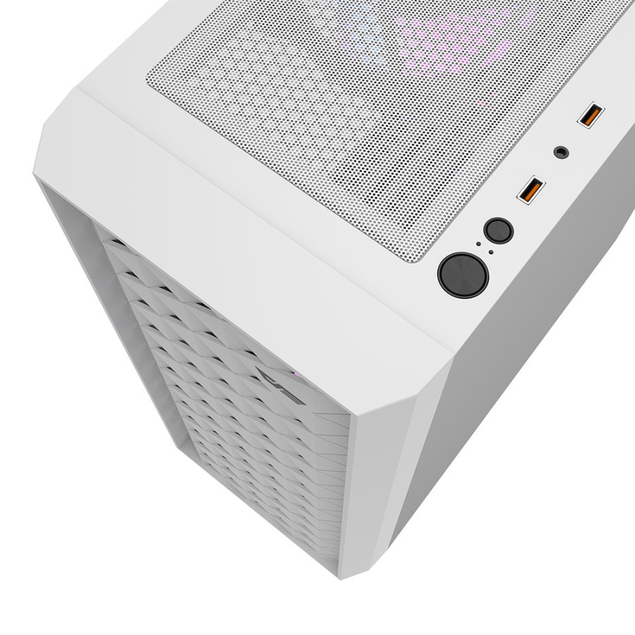 AIGO DARKFLASH DK351 + 4 Fan RGB (Black / White) ATX PC Case Casing