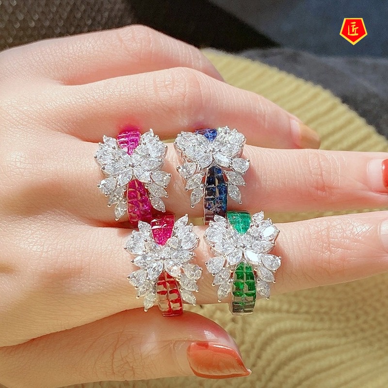 [Ready Stock]Luxury Brimless Rainbow Bridge Ring Creative Personality