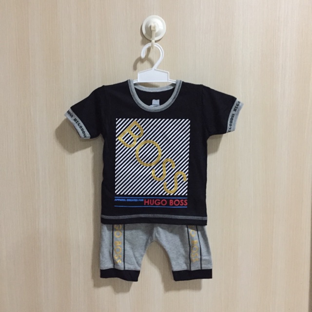 Setelan kaos Baju anak HUGO BOSS (2) set  / Bayi Laki-Laki Cowok usia 3 4 5 6 7 8 9 10 11 12 bulan s
