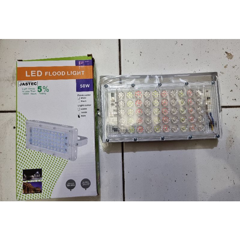 Jastec Floodlight 50w RGB. Lampu sorot outdoor tembak slim 50Watt Remote