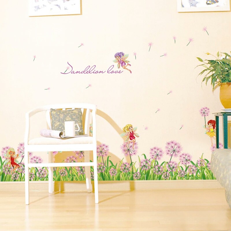 RELIZA WALL STICKER / STIKER DINDING RUMPUT DANDELION GREEN GRASS FLOWER SK7040