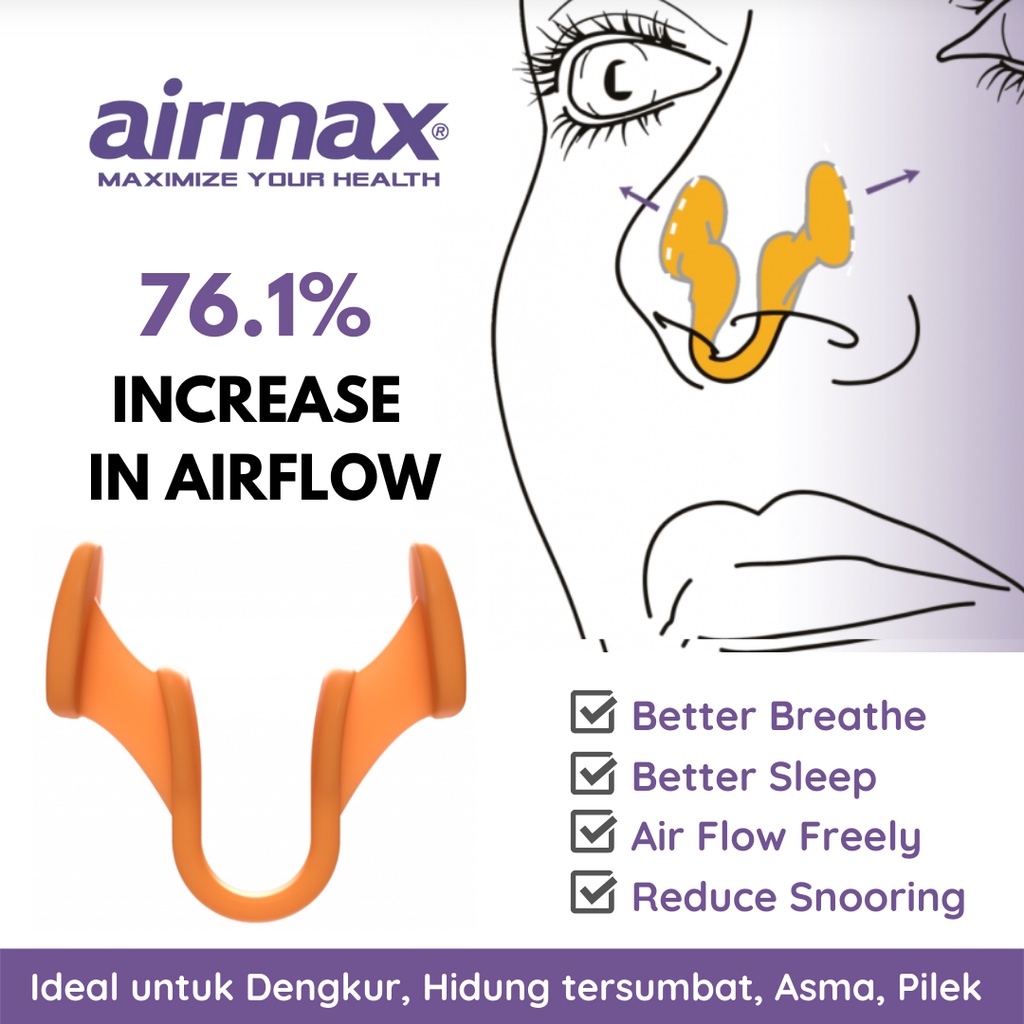 Air Max untuk Dengkur Ngorok Hidung tersumbat Asma Pilek Nasal Dilators untuk Aliran Pernafasan Hidung