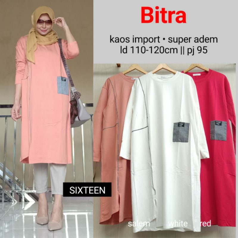 BITRA TUNIK KAOS IMPORT SUPER ADEM ORI SIXTEEN