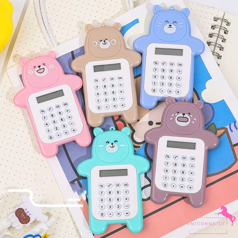 Kalkulator Mini Portable Sekolah Bear Estetik Kecil Anak Beruang Calculator Slim Student