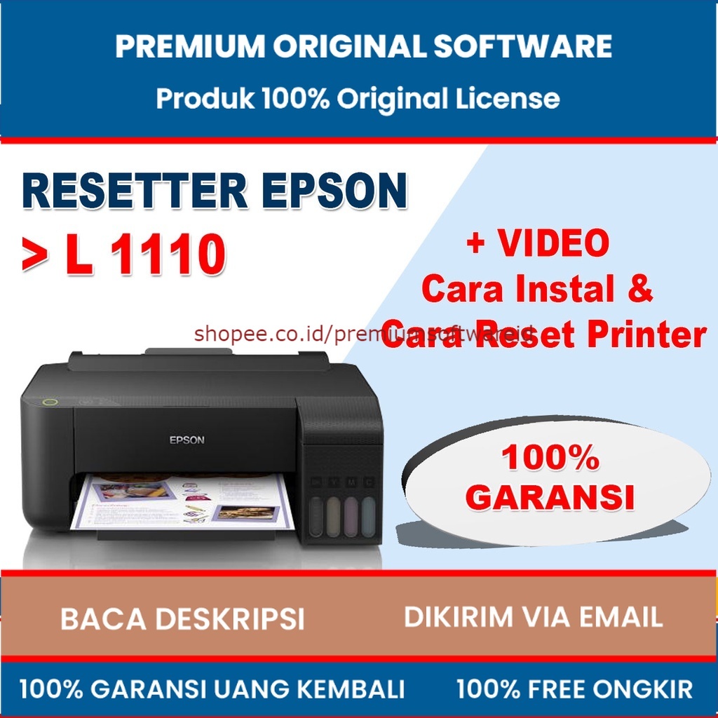 Software RESETTER EPSON L1110 + Video Cara Aktivasi Dan RESET Printer Full Version