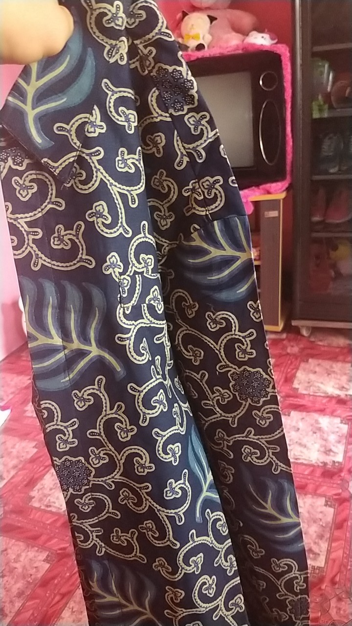 Kemeja Batik Lembayung Navy Full Furing Katun Halus Baturaden Size M-xxl Hight Quality Free Masker