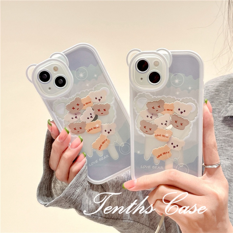 IPhone 13 12 11 Pro Max SE2020 X XR Xs Max 7 8 6 6s Plus Soft Case Desain Beruang Warna Ungu Untuk