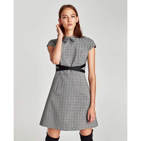 Jastip Zara CHECKED DRESS WITH CONTRASTING BELT