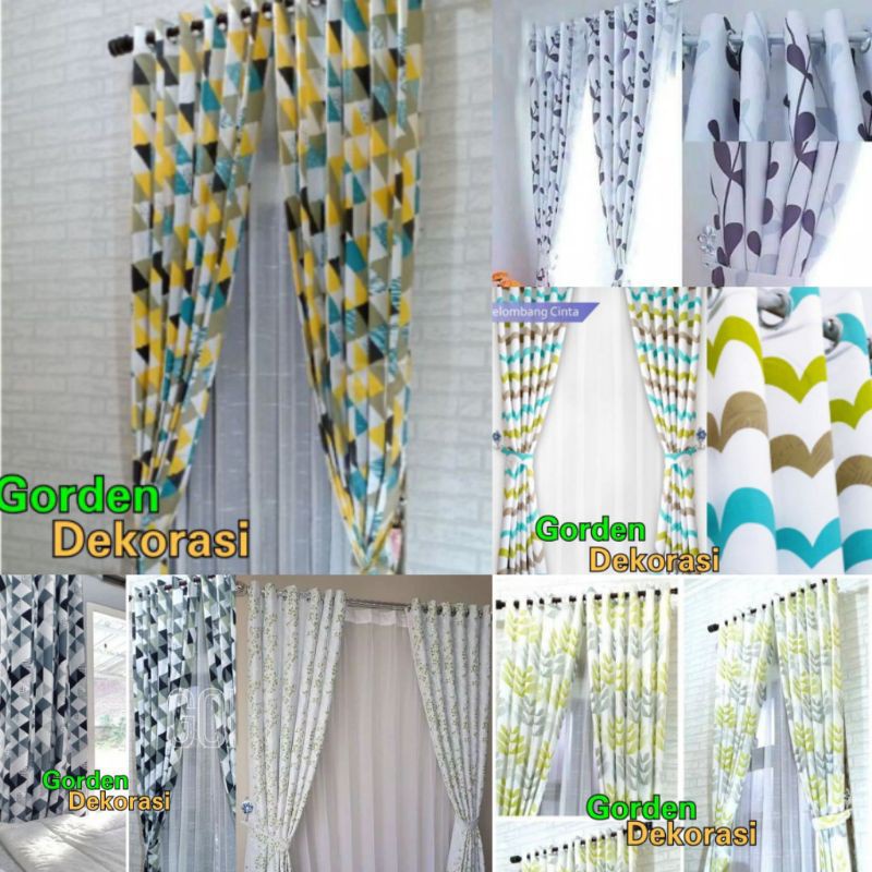 HORDENG GORDEN JENDELA BLACKOUT DAN SATIN BRIDAL AMANDA PIRAMID ASOKA SEGITIGA PINK ABU HIJAU MERAH 