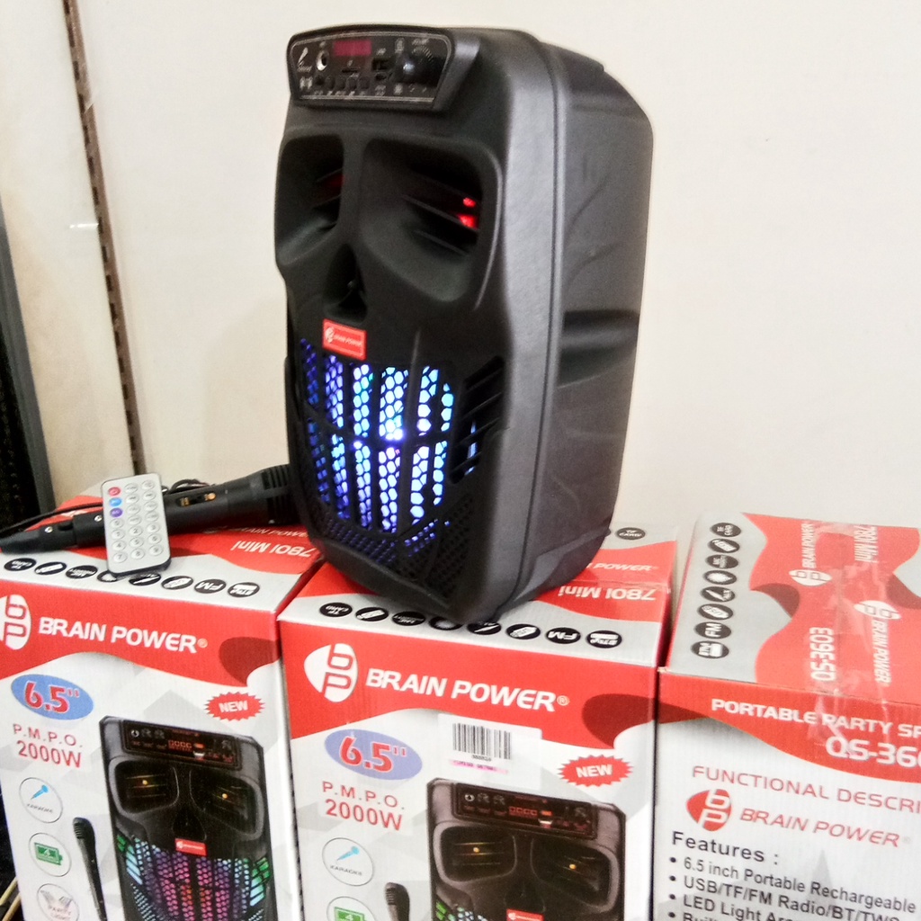 Speaker Karaoke BRAIN POWER Uk 6,5&quot; model Tengkorak QS-7801 - Speaker Bluetooth