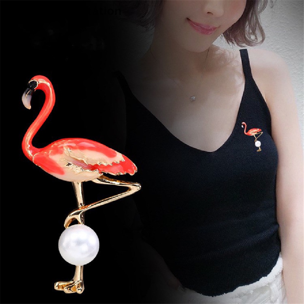 [HeavenDenotation] Vivid Flamingo Brooches Unisex Women and Men Brooch Pin Bird Dress Coat Jewelry