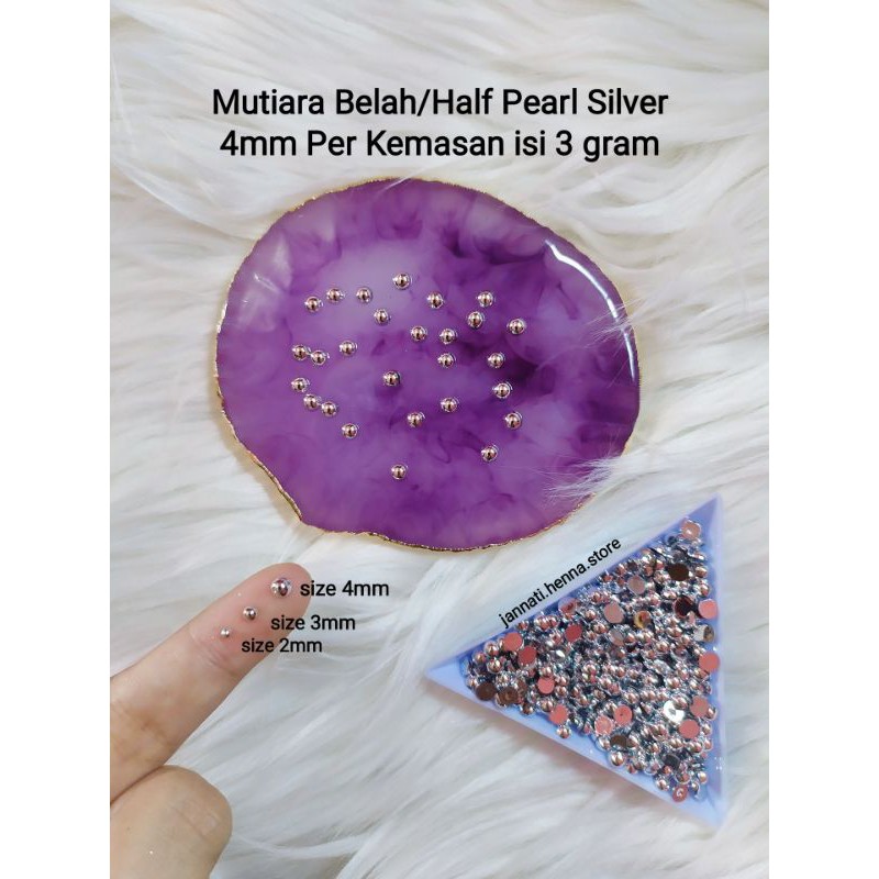 MUTIARA BELAH SILVER VARIASI SIZE 2-4mm AKSESORIS HENNA NAIL ART MUTBEL MUTIARA BELAH SILVER