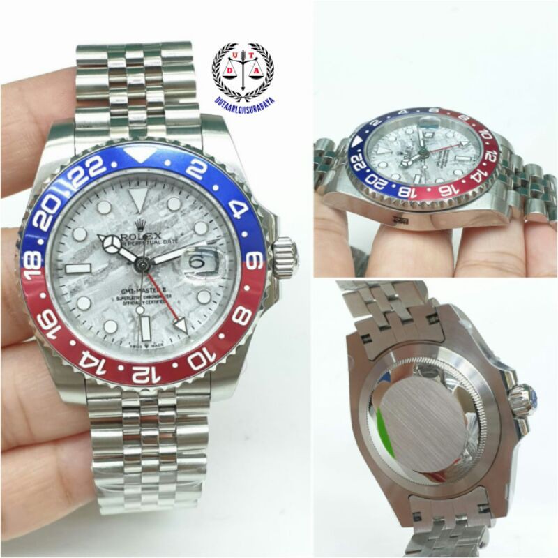 JAM TANGAN ROLEX GMT AUTOMATIC MESIN SWISS ETA FREE BOX ORIGINAL