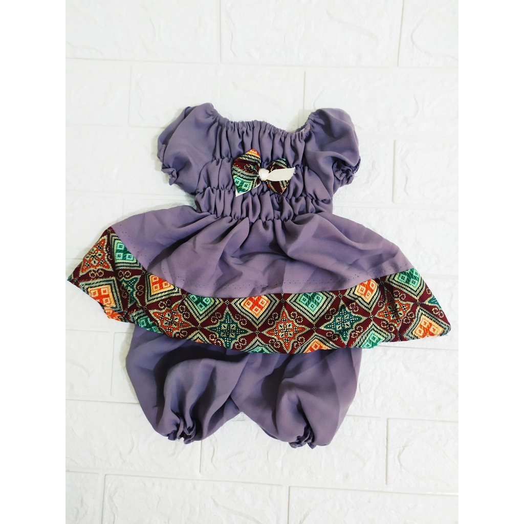 Setelan Bayi Perempuan Scuba Pita | Setelan Bayi Motif Batik &amp; Bordir | 0-12 bln | Real Picture