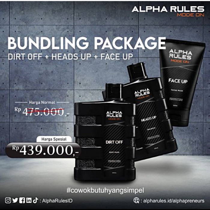 ALPHARULES Bundling Lebih Hemat Face Up + Dirt Off + Heads Up ORIGINAL - 3in1