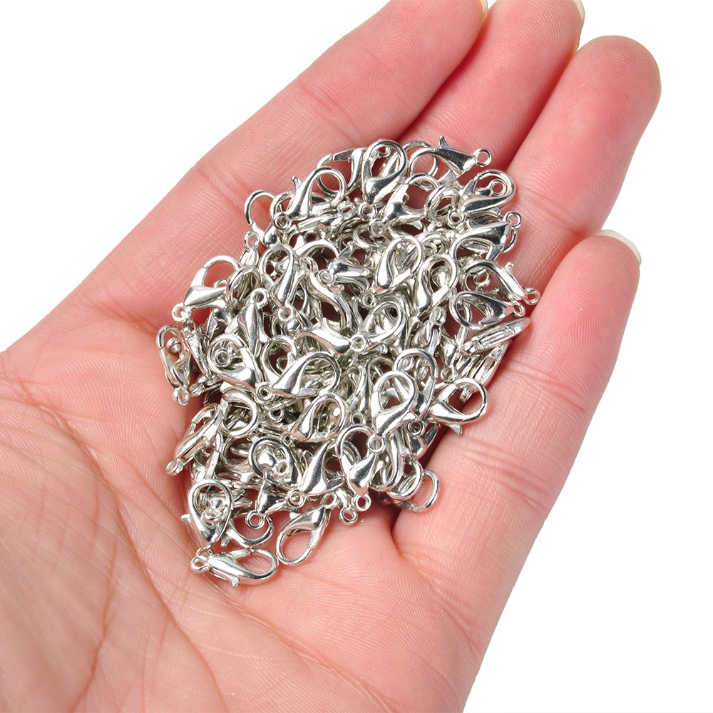 【COD Tangding】100 PCS Lobster Clasp Alloy Silver Color 12 x 6mm TOP