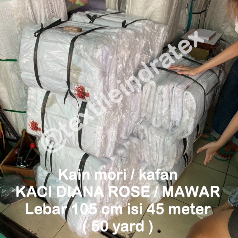 ( per 1 roll ) Kain kafan mori katun CAP MAWAR DIANA ROSE gulung lebar 105 cm isi 45 meter bahan craft kerajinan tangan batik membatik masker bisa cheese cloth saringan menyaring susu kedelai teh kopi keju bungkus pembungkus tahu