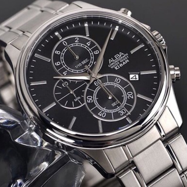 ALBA AM3411 Active Chronograph Stopwatck Black dial ORIGINAL