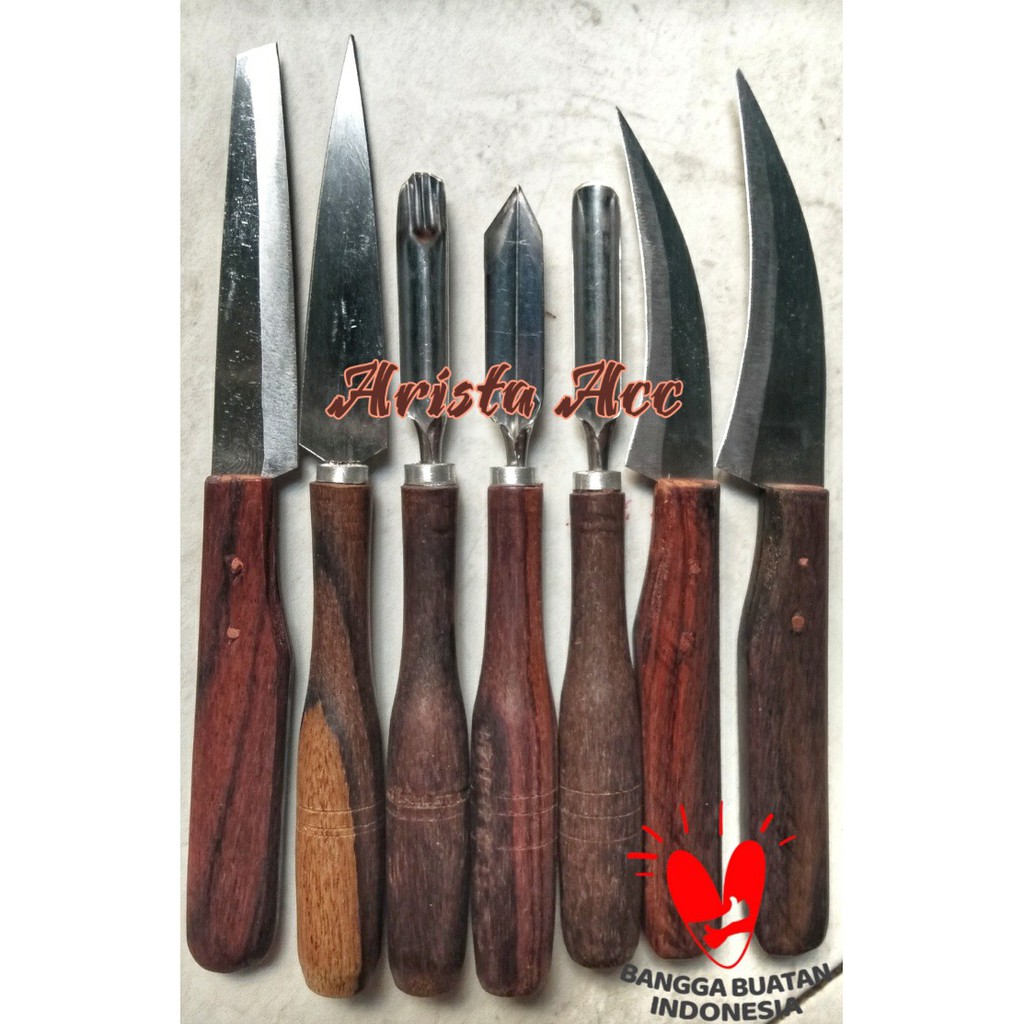 pisau ukir buah / pisau garnish / pisau carving - 1 set 7 pisau super quality