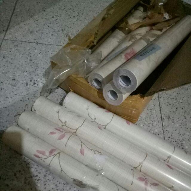 Wallpaper Dinding  Sticker Shabby Rose Pink Walpaper Stiker