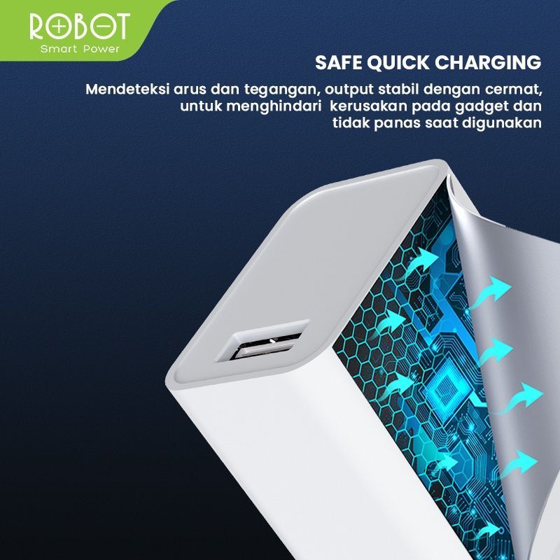 Batok Charger Robot RT-F1 Single Port Usb 18W 3A Fast Charging