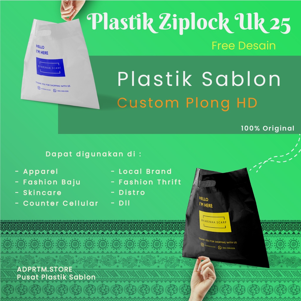 kantong plastik sablon / Kantong packing MS glow / baju / hijab & accesories Plastik Sablon / Plasti