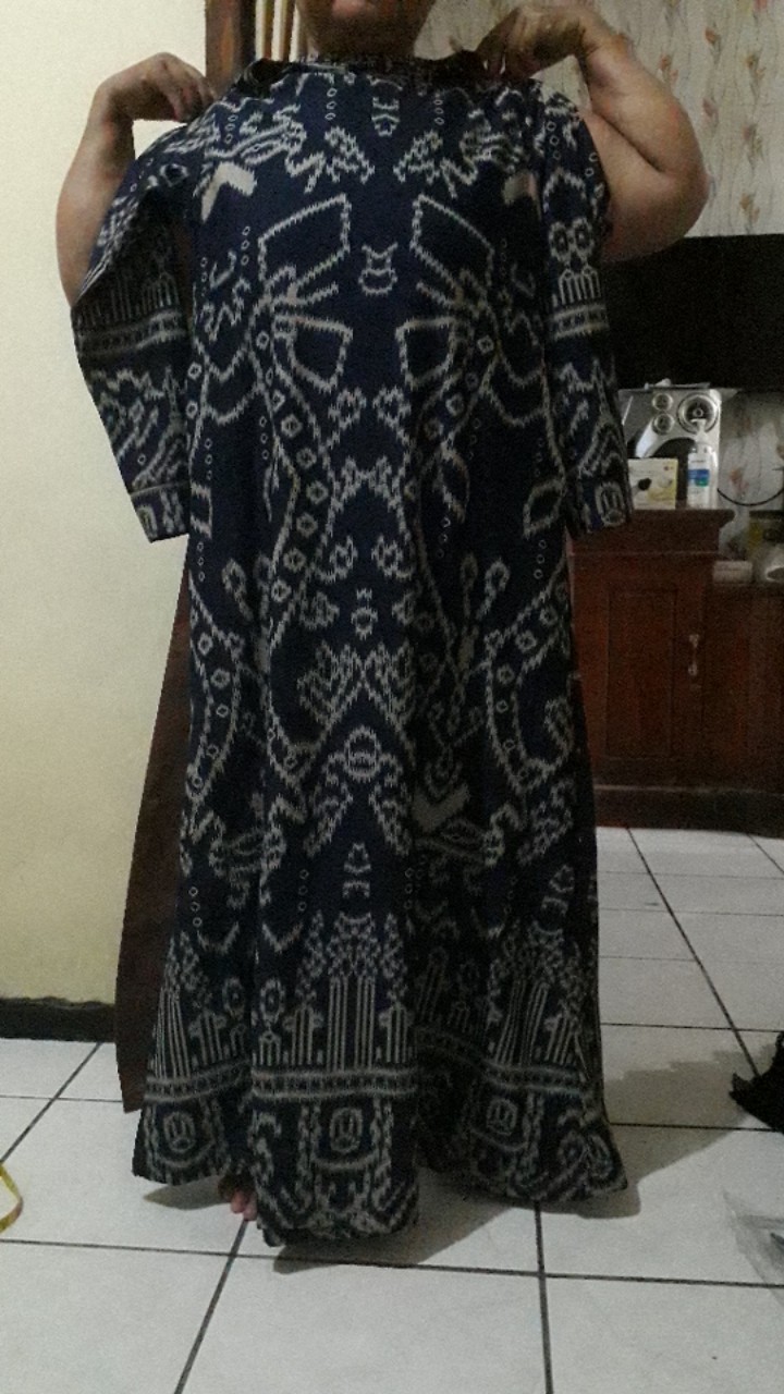 Cempaka Ori Wsk Baju Gamis Motif Batik Etnik Bahan Calvin Jeans Good Quality  Ld 100 Melar Sampai120