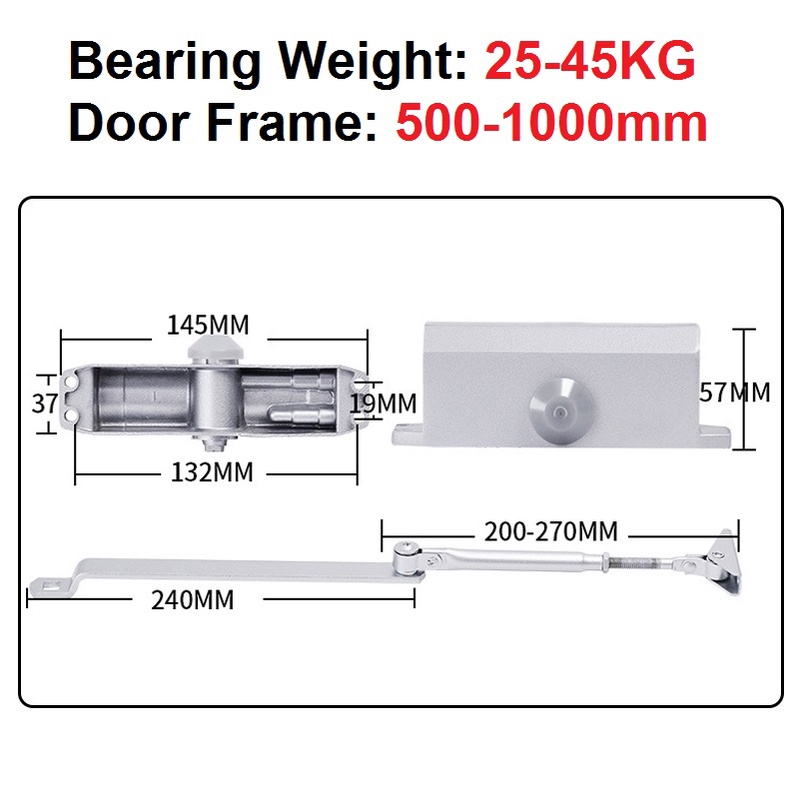 Otomatis Door Closer Penutup Pintu Otomatis Menahan 180 Derajat Non Hold Open Interkey Penahan Dekson