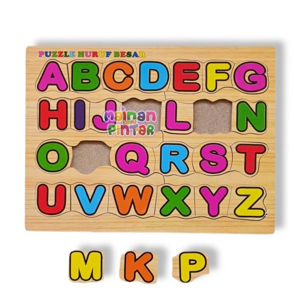 Mainan Edukasi Anak Paket Puzzle Kayu Isi 1/2/3/4 Pcs Huruf Hijaiyah Arab Huruf Besar Kecil Angka 0-20