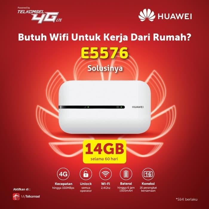MODEM HUAWEI E-5576 WIFI 4G+SMPT 14GB/2BLN