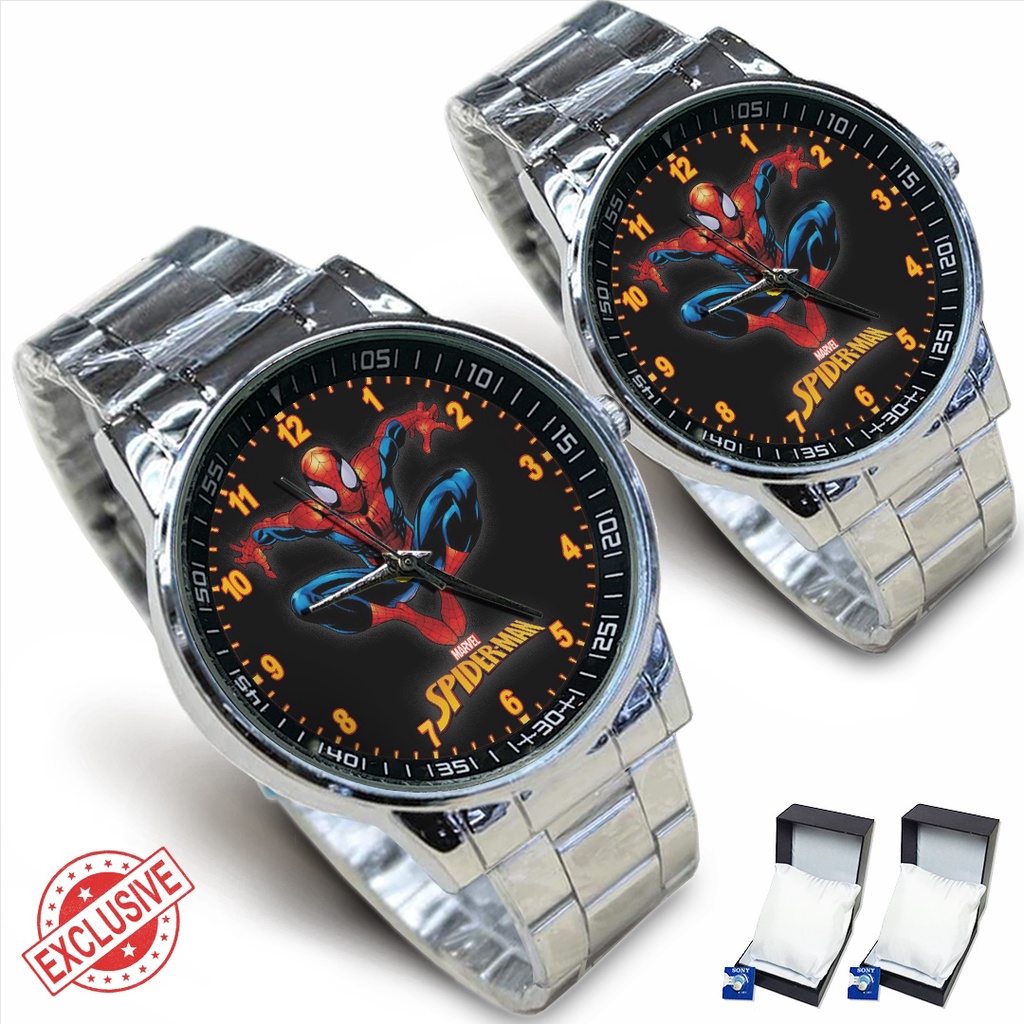 (Exclusive) Jam Tangan SPIDER-MAN Motif 2 Rante Couple / Satuan