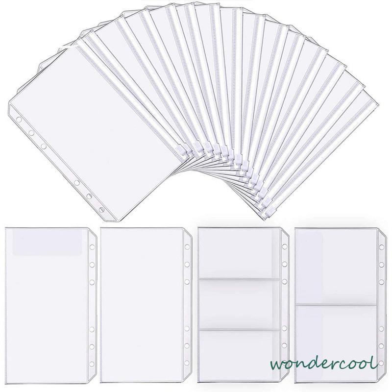 A5/A6 Tas Ritsleting Notebook Daun Longgar 6 Lubang Template Pemotongan Kantong Penyimpanan Tagihan-Won