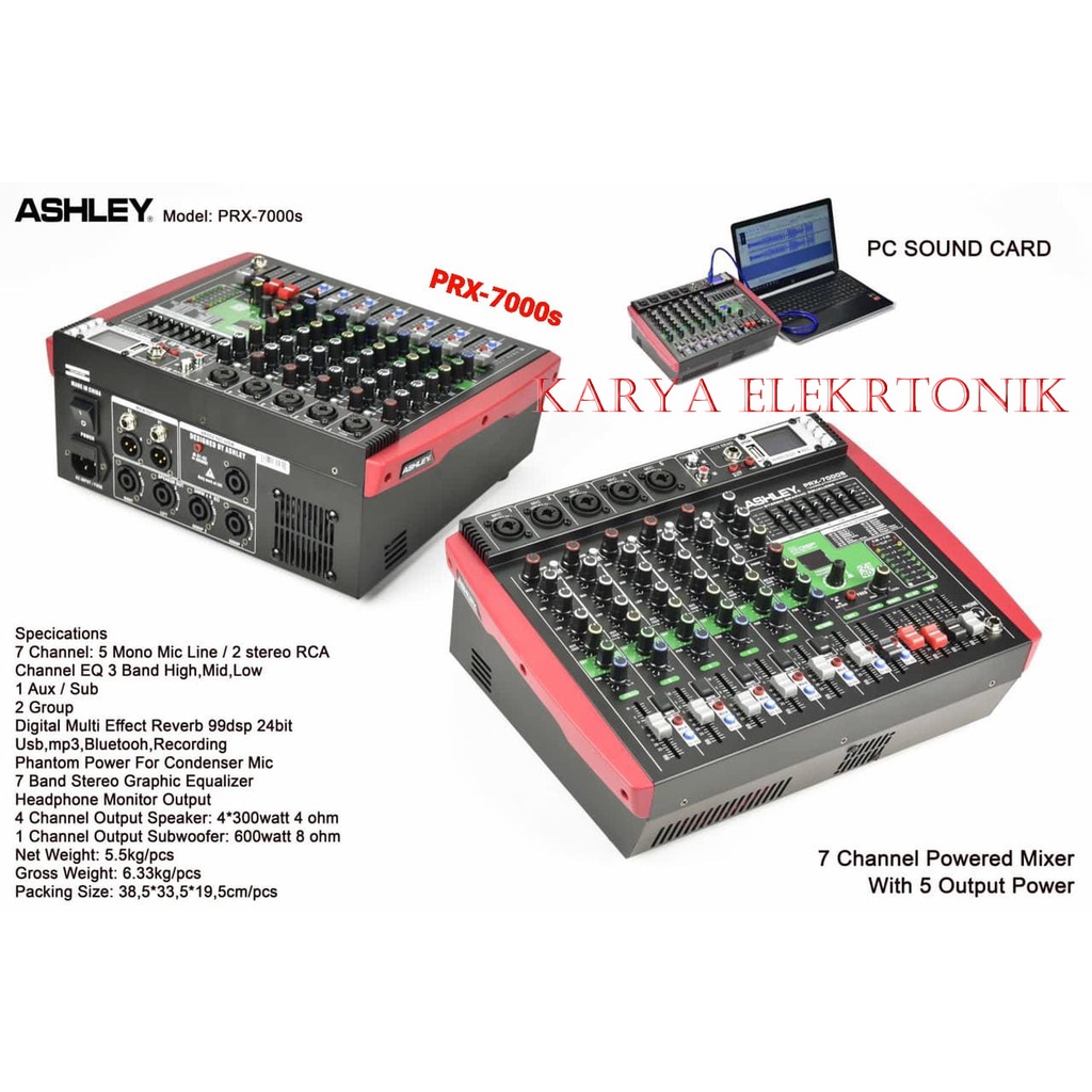 POWER MIXER AUDIO ASHLEY PRX 7000S POWER MIXER PRX7000S  PRX7000 S ORIGINAL