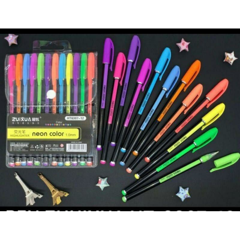 

Pulpen Gel Warna warni Neon Colour isi 12