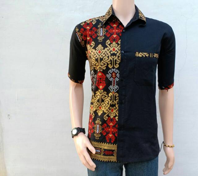 Risna Batik HRB026 kenongo hem pendek padi pekalongan M L XL batik pria MURAH modern grosir batam 09