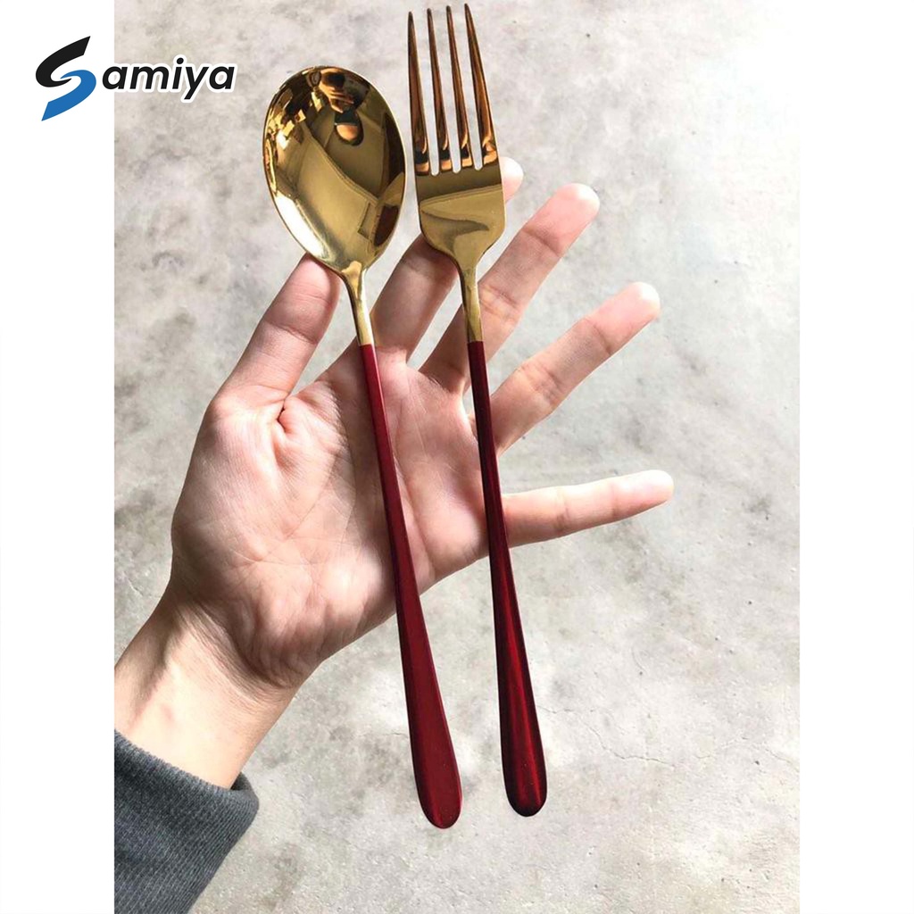 spoon fork chopstick korea 304 gold series color handle / sendok garpu sumpit korea set 304 premium