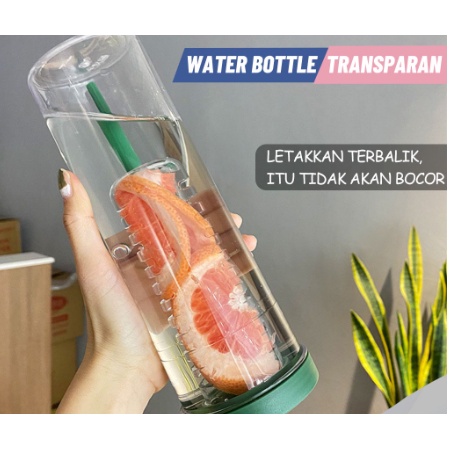 BOTOL MINUM INFUSED WATER TRANSPARAN PORTABLE SEDOTAN LIPAT 700ML