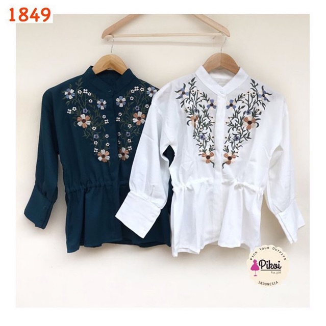 Baju putih bordir / blouse bordir cantik / blouse katun murah / lengan panjang / baju bohemian /1849