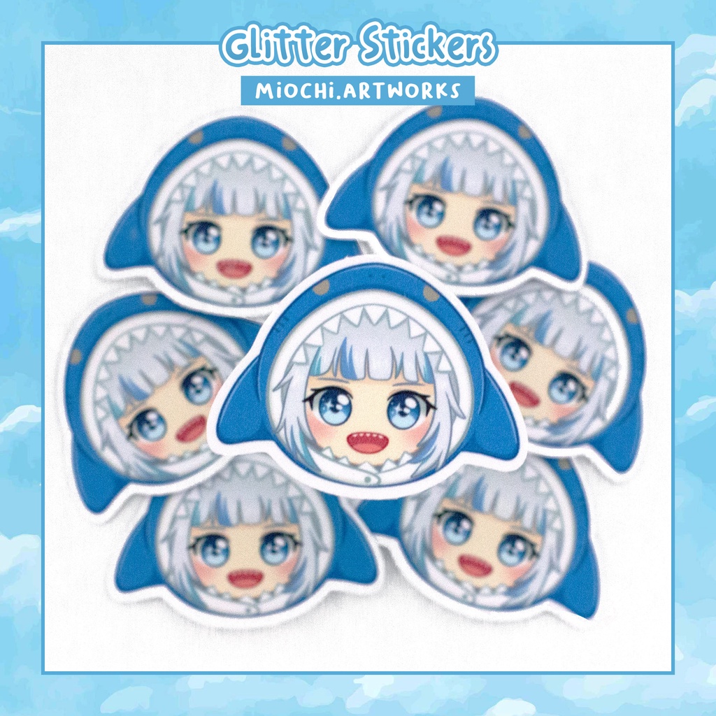 [MIO] Hololive Gawr Gura Glitter Sticker - Fan Art Merchandise