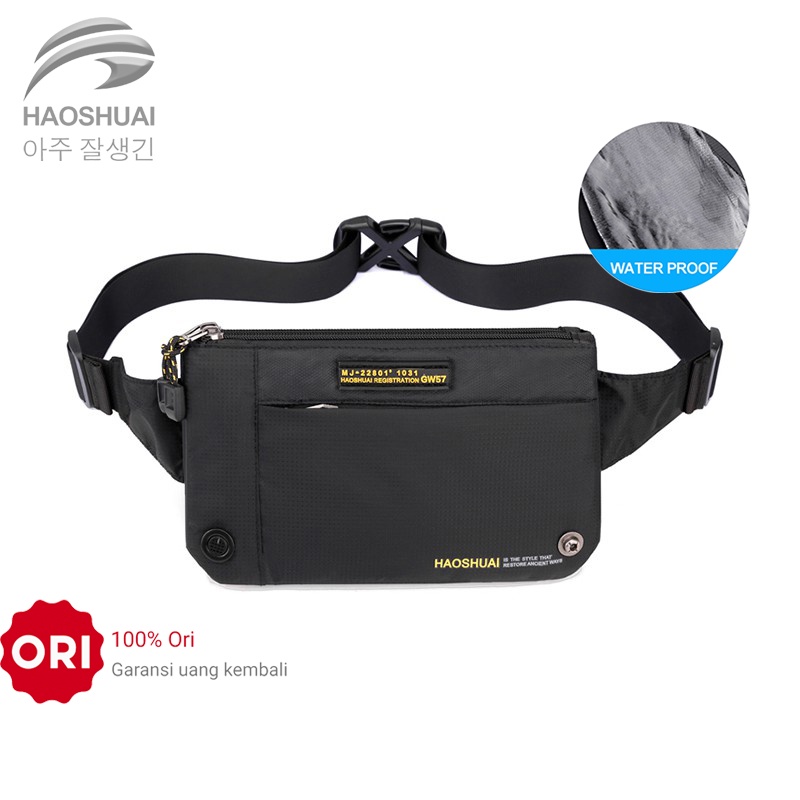 HAOSHUAI 6808 Tas Selempang Pria Wanita Waistbag Bahan Premium Waterproof WATCHKITE WKOS