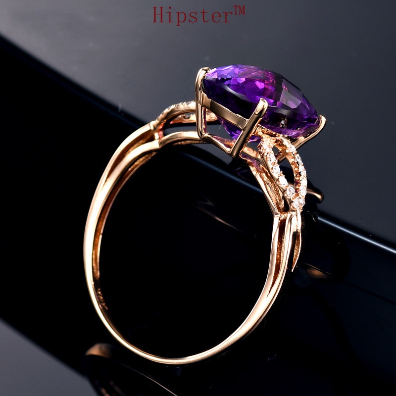 New Popular Classic Geometric Inlaid Amethyst Ring