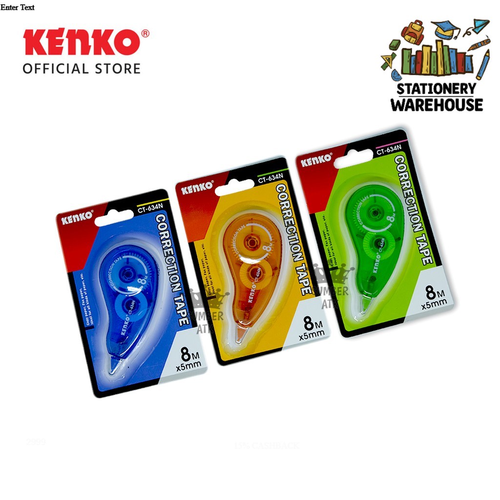 

CORRECTION TAPE KENKO CT 634N / CT-634N ( 8M x 5MM ) TIP-EX Roll - 1 PCS