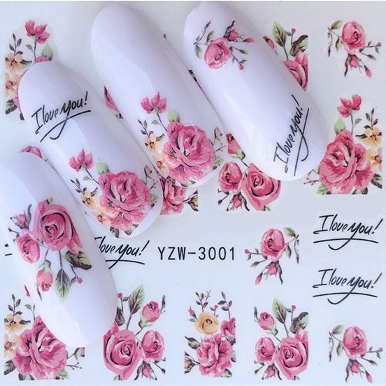 Watermark Nail Art Stickers - Stiker Kuku 3D Motif Campur #01 (1pc)