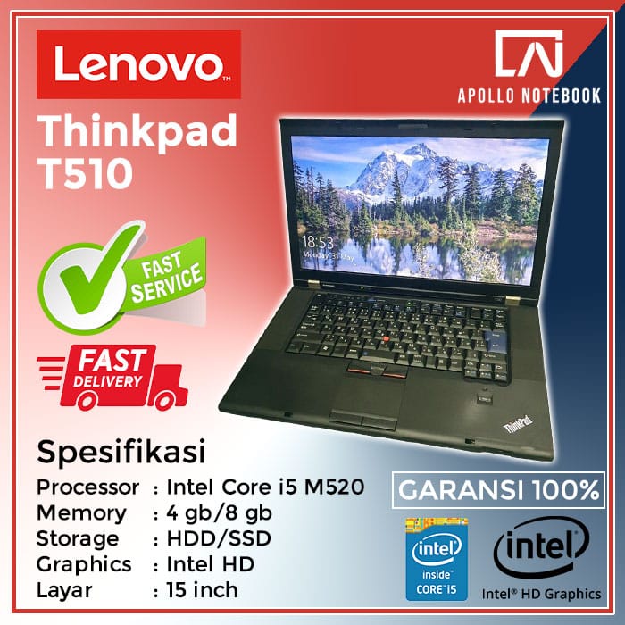 Laptop Lenovo Thinkpad T510 Intel Core i5 - Second Murah Terjangkau Bergaransi