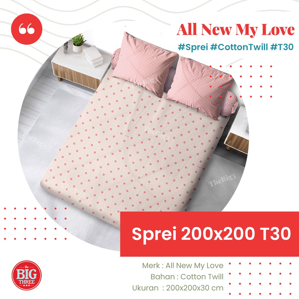 Sprei ALL NEW MY LOVE 200x200 Tinggi 30 motif Kalia Kyra Winter Forest Lavenia Gardena Haruka Inara Bohemian Coastal Nigella Triangles Farah Mabel Furano Enzo Dea Linnea Village Fiero Pink Polka Maple leaf Bulma Sayuri Kolase  - Super King 200 T30 SP