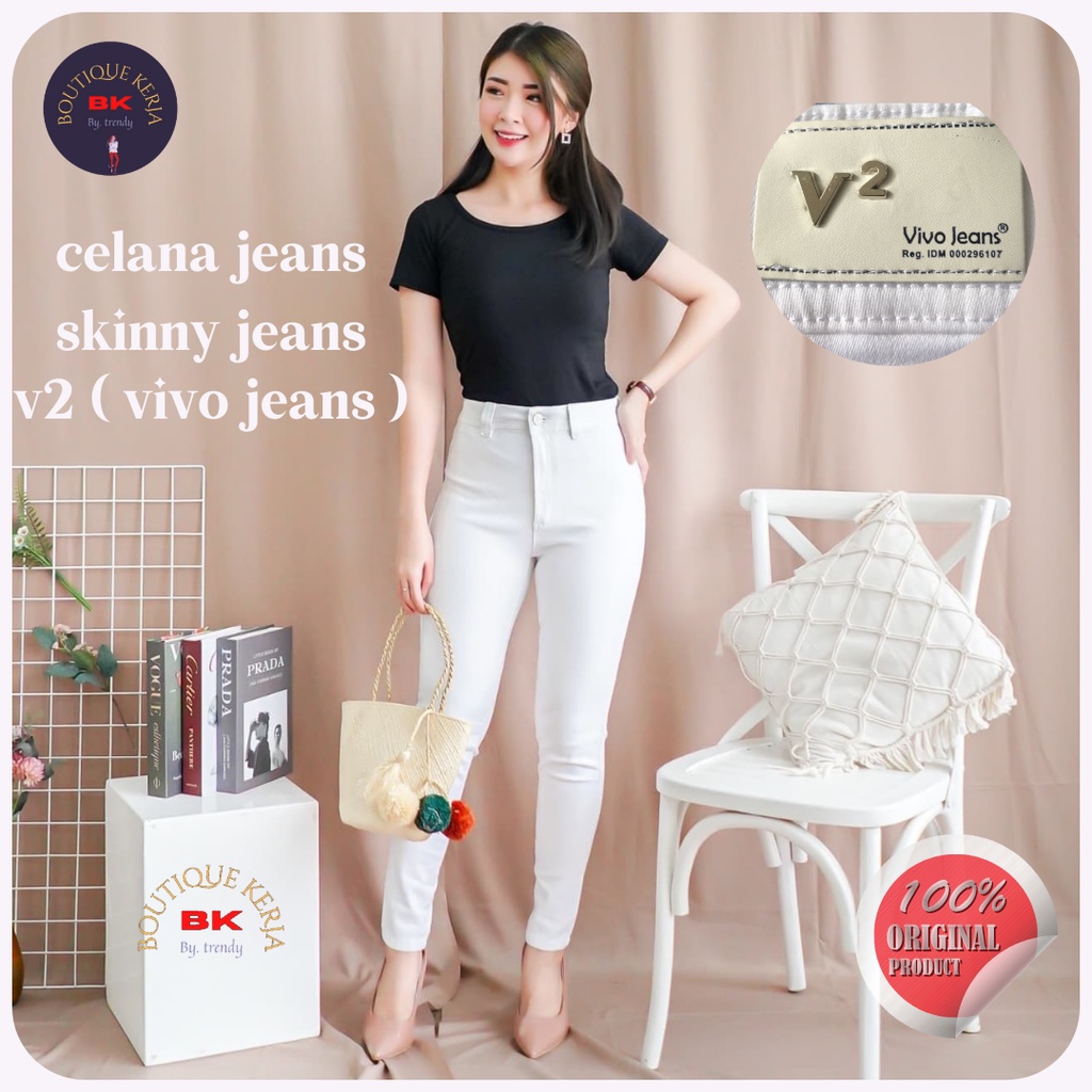 Vivo jeans celana HW/High waist jeans/pinggang tinggi wanita,cewek,remaja,dewasa melar/elastis/ stre