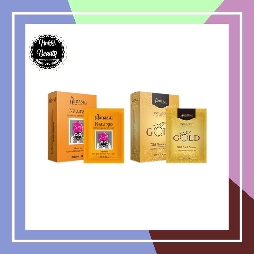 Hanasui Naturgo Peel Off Mask Black Box / Hanasui Anti-Aging Peel Off Mask Gold Sachet isi 10